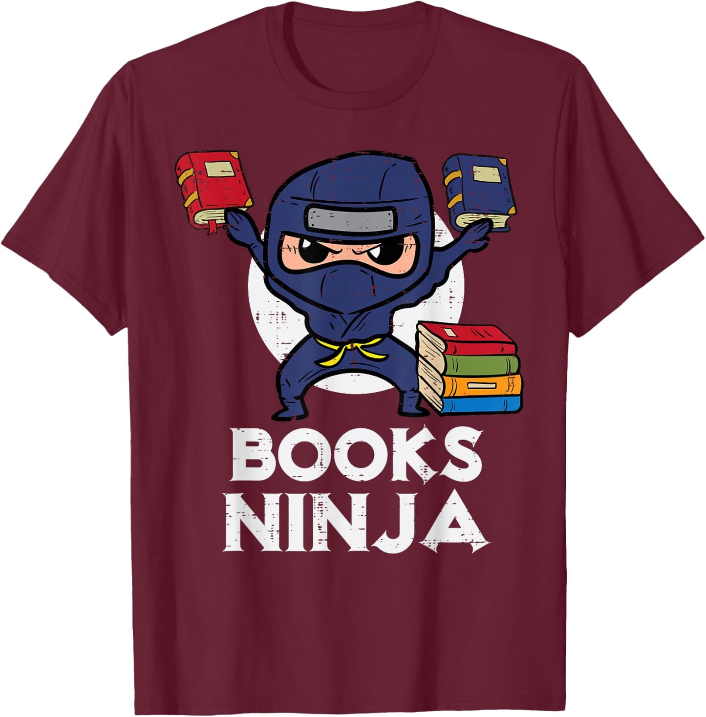 Books Ninja Read Reading Librarian Book Toddler Boys Kids T-Shirt - T-Shirt | Maroon