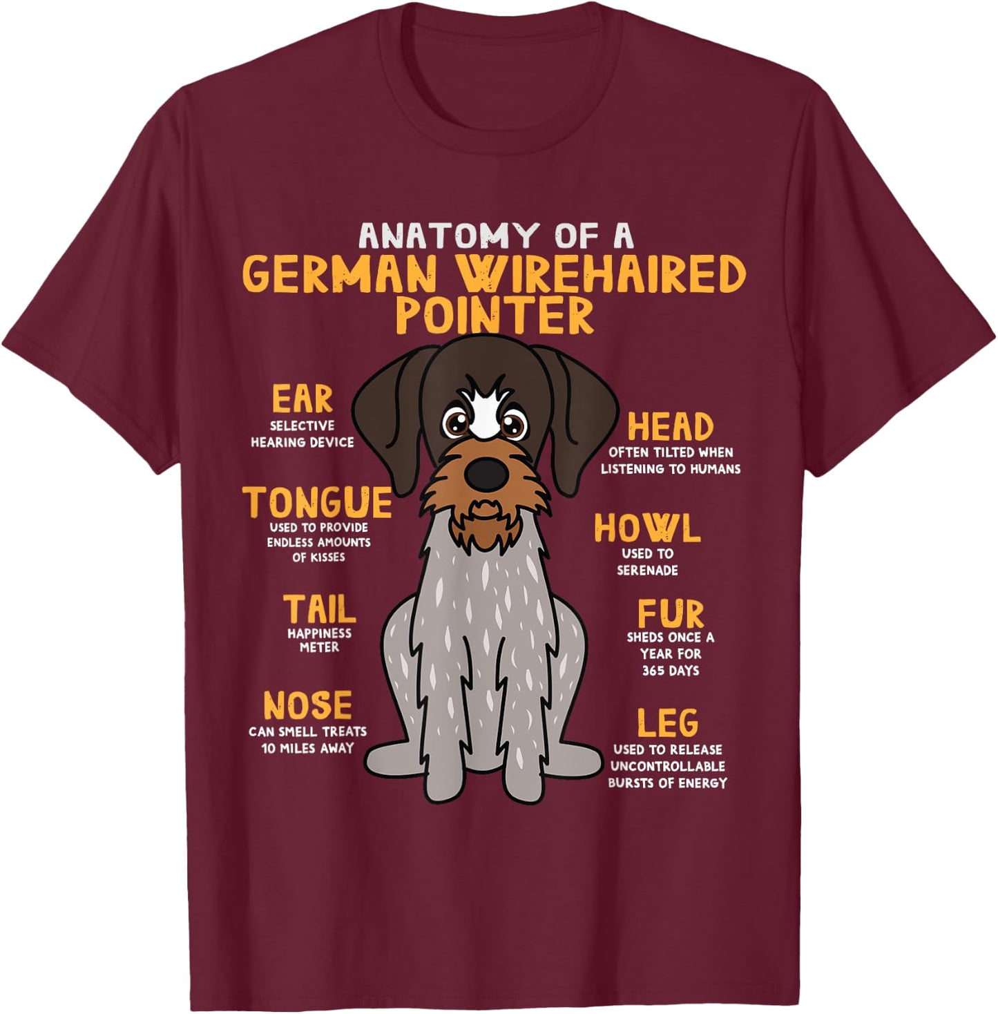 Deutscher Wirehaired Zeiger-lustige Geschenke Co German Wirehaired Pointer Anatomy Funny Dog Mom T-Shirt - T-Shirt | Maroon