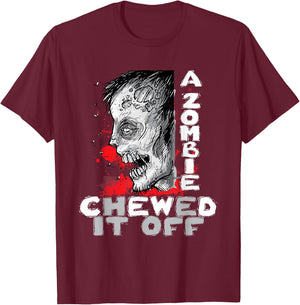 A Zombie Chewed It Off - Handicap Leg Amputee Amputation T-Shirt - T-Shirt | Maroon