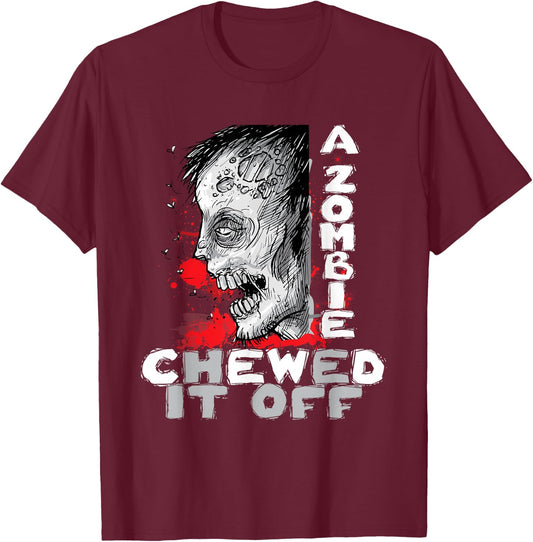 A Zombie Chewed It Off - Handicap Leg Amputee Amputation T-Shirt - T-Shirt | Maroon