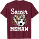 Soccer Memaw Leopard Heart Matching Family T-Shirt - T-Shirt | Maroon