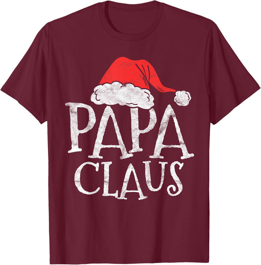 Retro Papa Claus Gift Funny Christmas Santa Costume Father T-Shirt - T-Shirt | Maroon