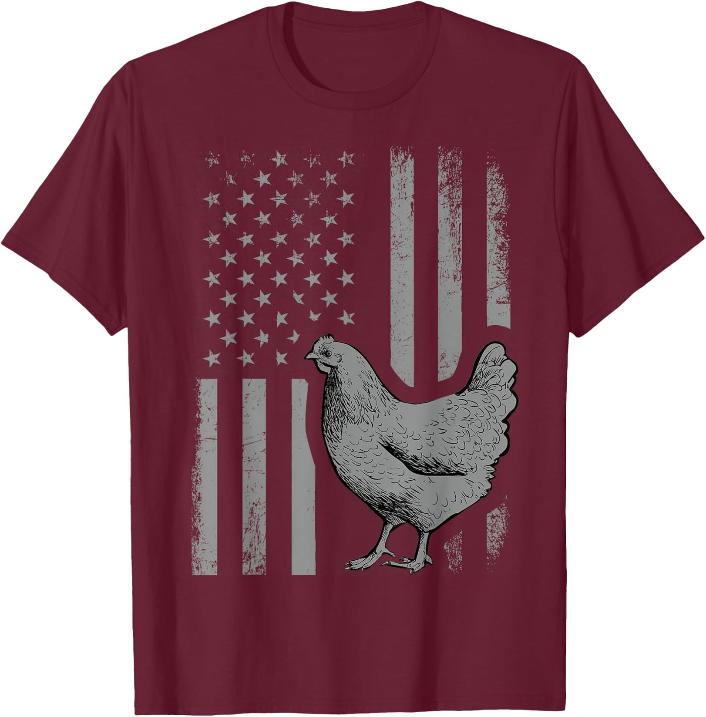 American Flag Chicken Lover Gift Patriotic Flag Gift Men T-Shirt - T-Shirt | Maroon