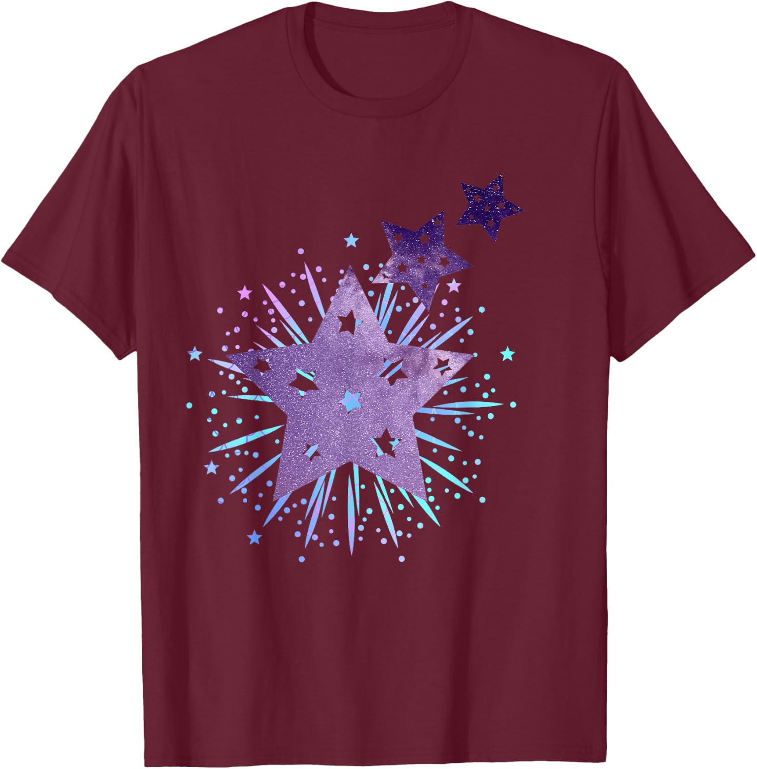 Purple Starburst Shooting Star T-Shirt - T-Shirt | Maroon