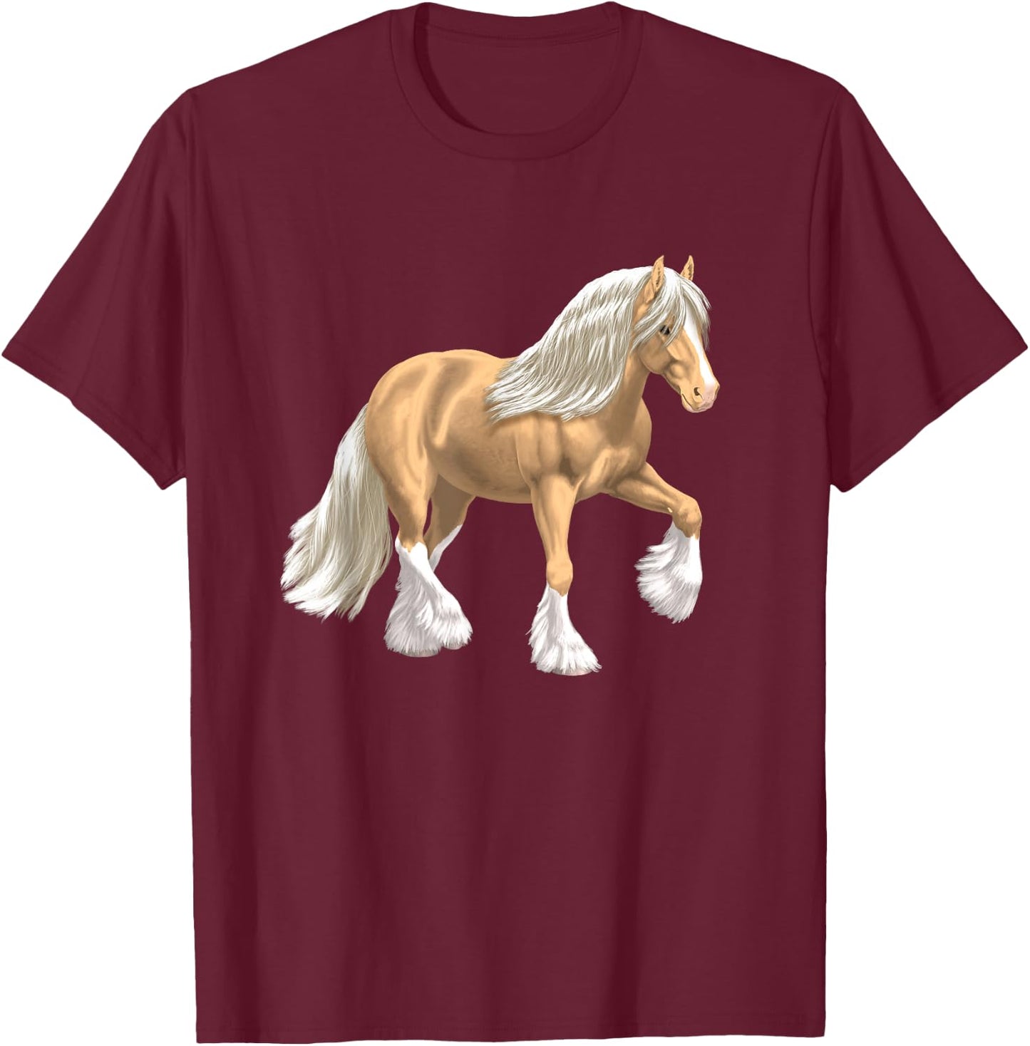 Pretty Palomino isabell white Gypsy Cob Tinker horse T-Shirt - T-Shirt | Maroon