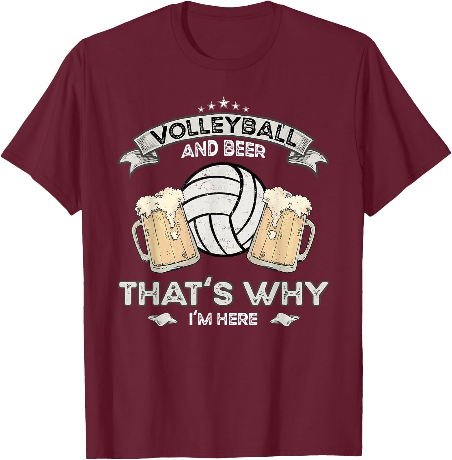 Funny Volleyball Quotes Beer Jokes Party Favors T-Shirt - T-Shirt | Maroon