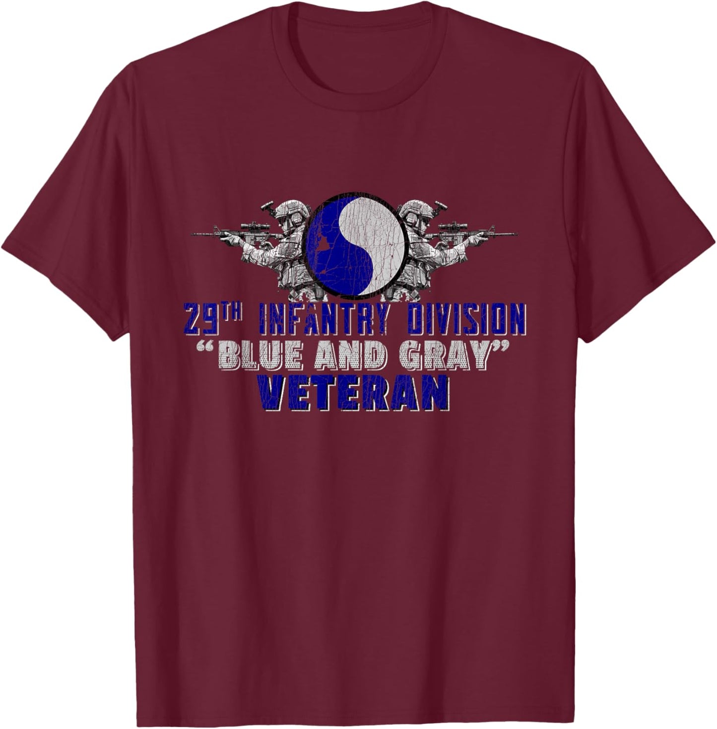 29th Infantry Division 29th ID Blue and Gray Division Gifts T-Shirt - T-Shirt | Maroon