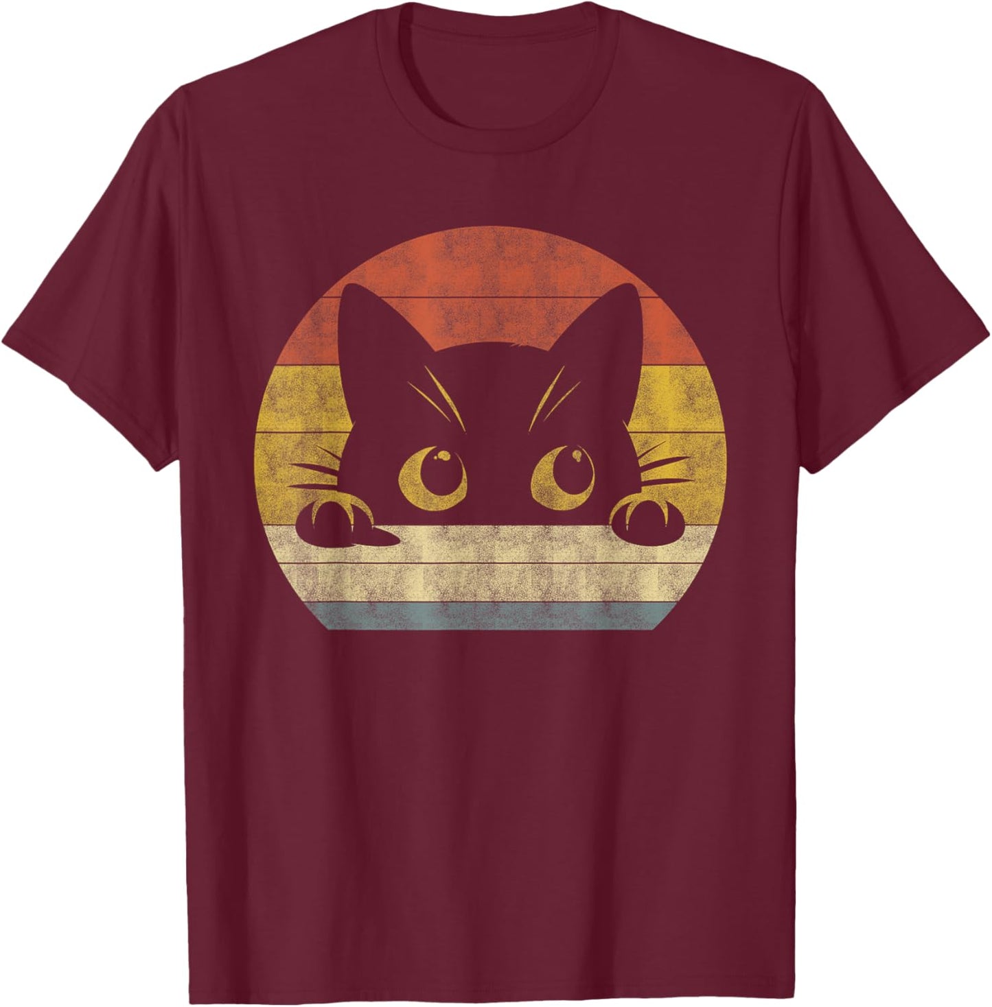 Cute Cat Shirt Retro Cat Owner Funny Cat Lovers Women Kids T-Shirt - T-Shirt | Maroon