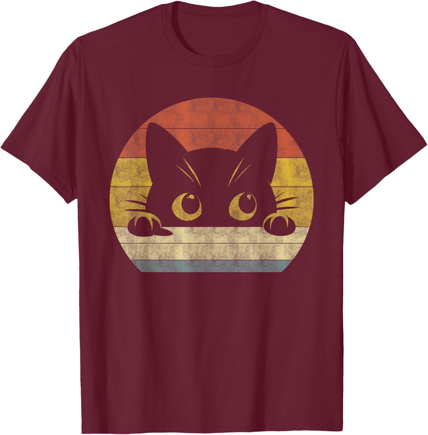 Cute Cat Shirt Retro Cat Owner Funny Cat Lovers Women Kids T-Shirt - T-Shirt | Maroon