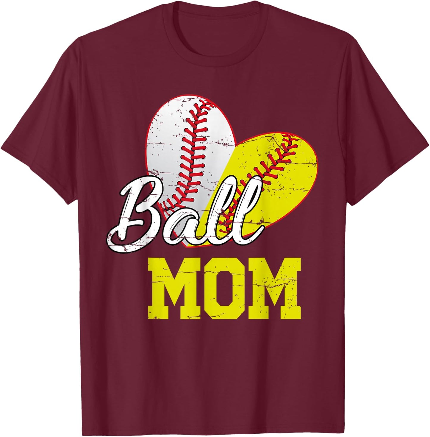 Funny Ball Mom Softball Baseball Gifts Mothers Day T-Shirt - T-Shirt | Maroon