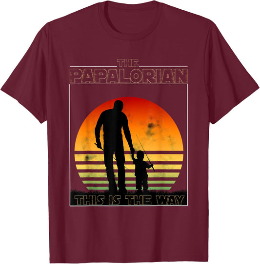 The Papalorian Fathers Day Dad And Son Fishing Funny Gift T-Shirt - T-Shirt | Maroon