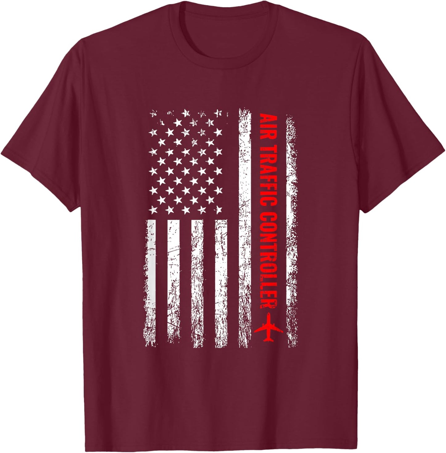 American Flag US, air traffic controller T-Shirt - T-Shirt | Maroon