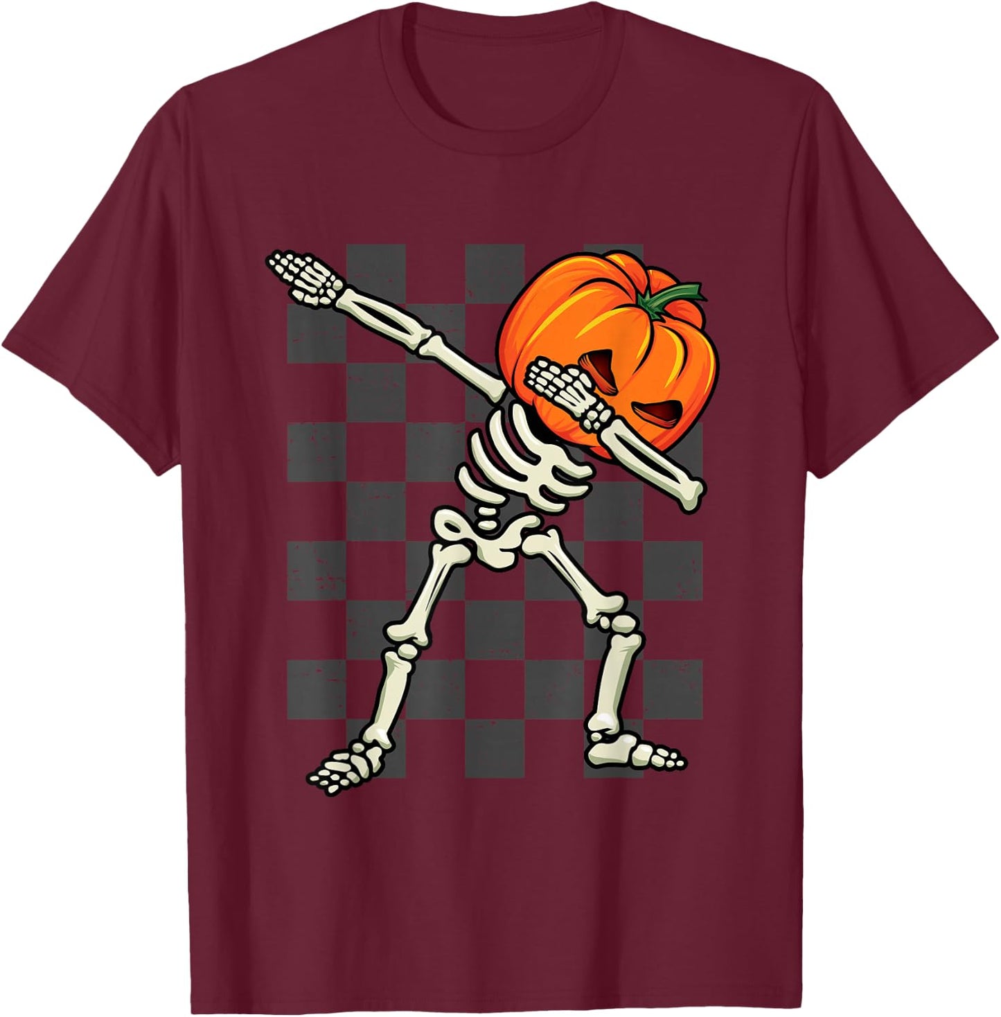 Dabbing Halloween Boys Skeleton Scary Pumpkin Costume 2024 T-Shirt - T-Shirt | Maroon