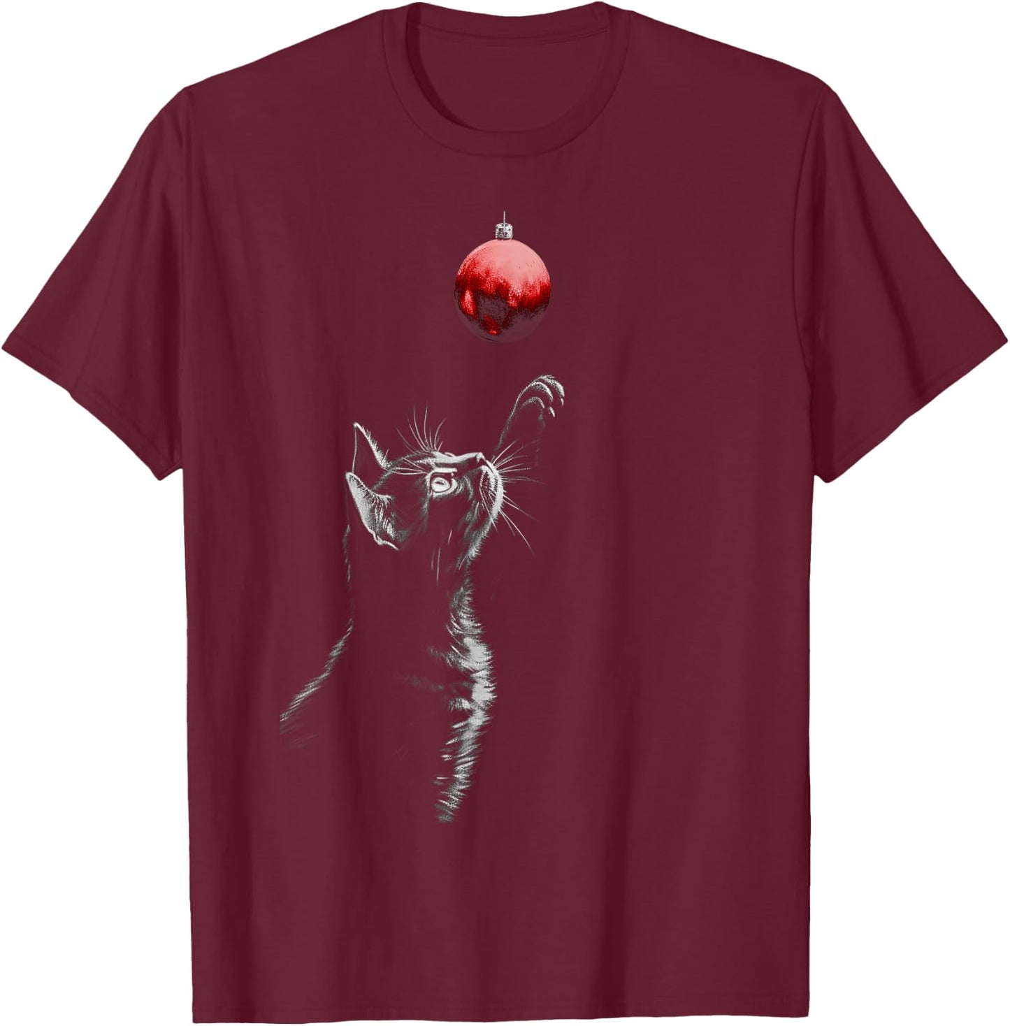 Cat Christmas Baubles Cat Lover Xmas Women Men Kids T-Shirt - T-Shirt | Maroon