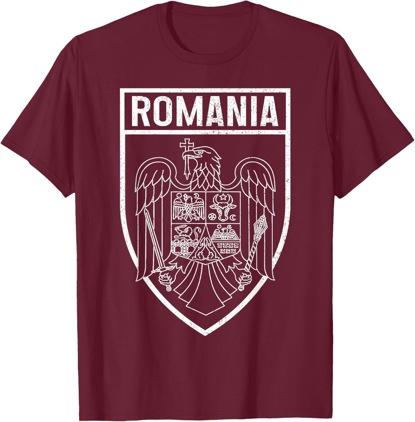 Romania Romania Flag Pride Vintage T-Shirt - T-Shirt | Maroon
