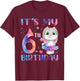 It's My 6th Birthday Bunny Rabbit 6 Years Old Boy Girl T-Shirt - T-Shirt | Maroon