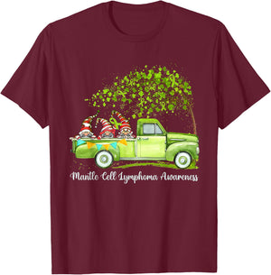 Gnomes Riding Truck Mantle Cell Lymphoma Awareness T-Shirt - T-Shirt | Maroon