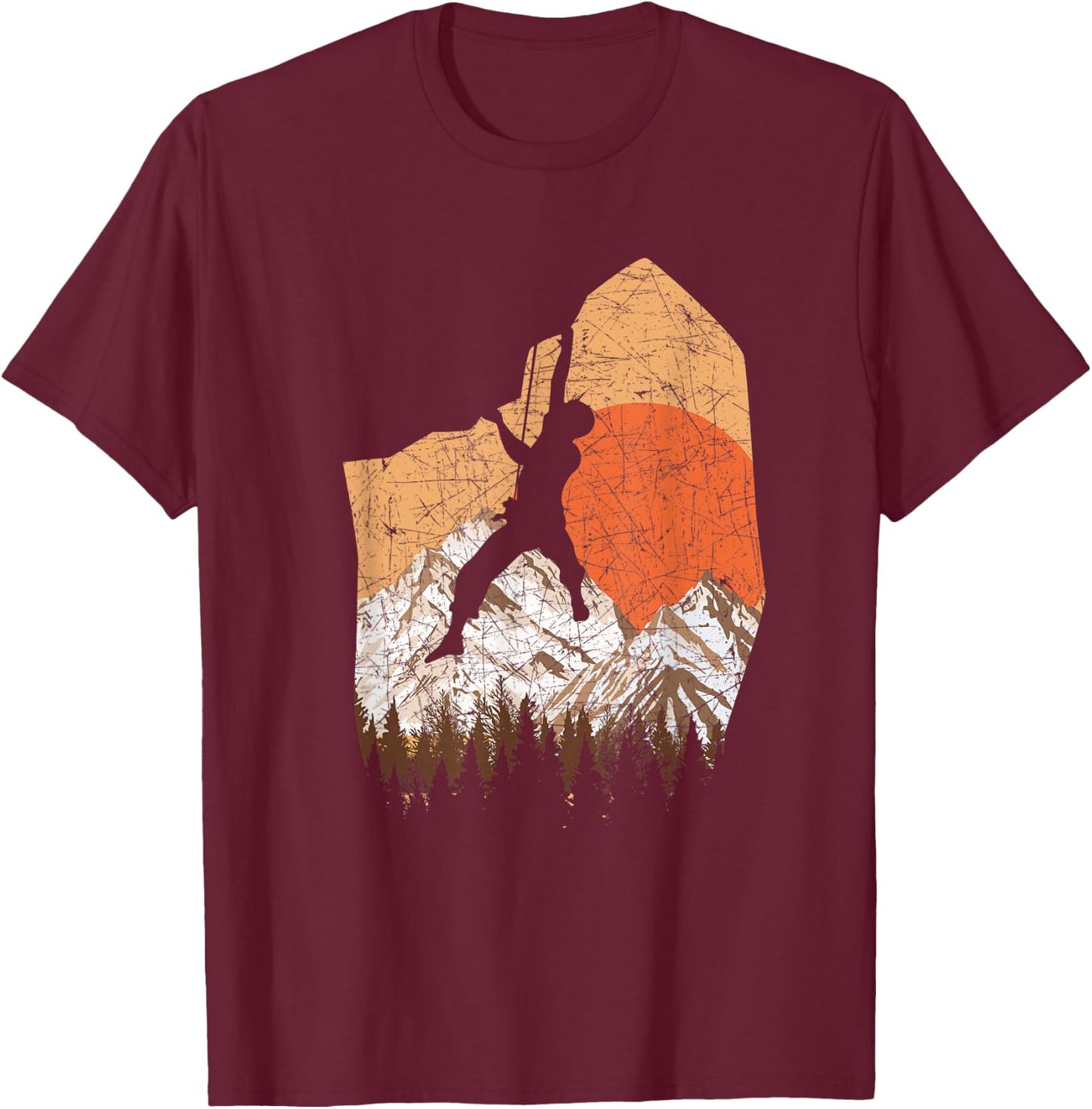 Retro Climbing T-Shirt - T-Shirt | Maroon