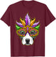 Mardi Gras Dog Mask Pitbull Funny Party Carnival Gift Women Kids T-Shirt - T-Shirt | Maroon