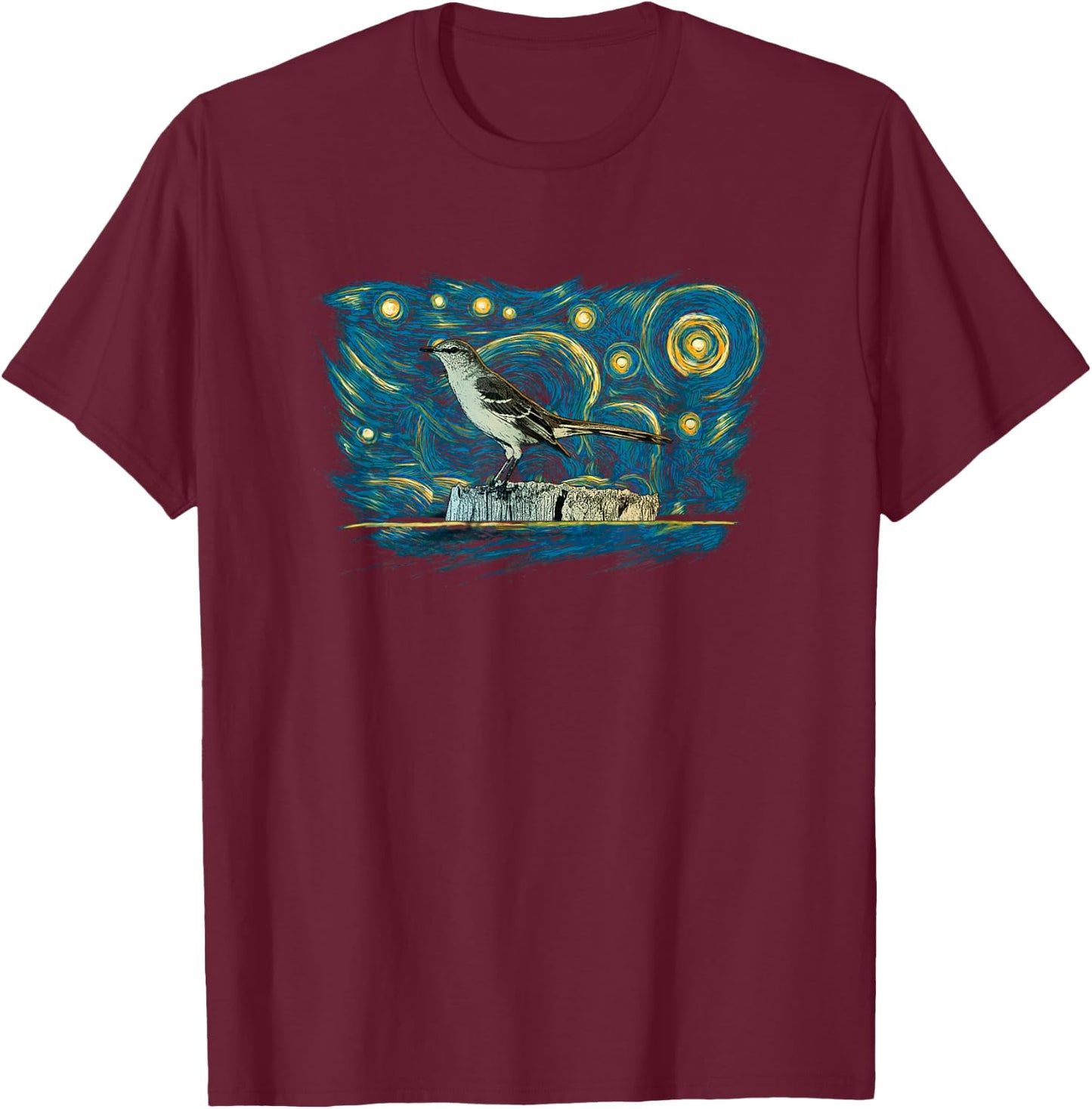 Retro Vintage Style Mockingbird T-Shirt - T-Shirt | Maroon