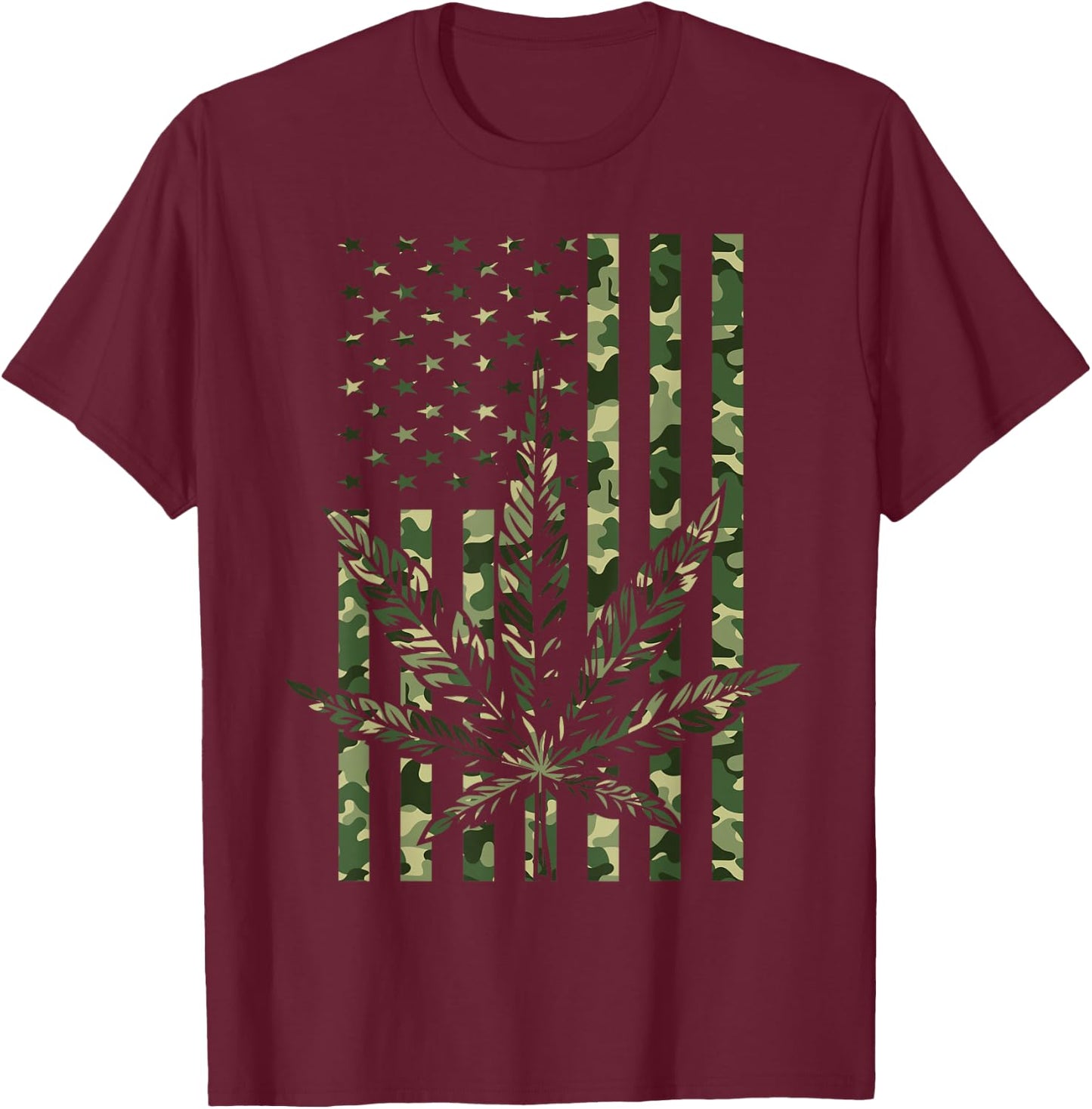 American Flag Camo Legalize Marijuana Patriotic Pot Lover T-Shirt - T-Shirt | Maroon