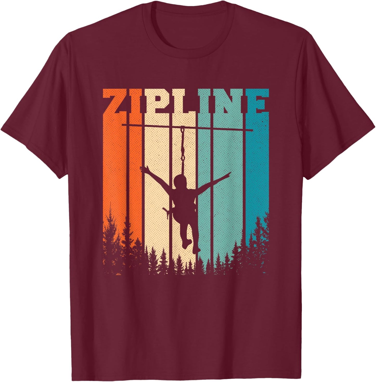 Zip Line Zipline Adventure Vintage Ziplining Ziplines T-Shirt - T-Shirt | Maroon