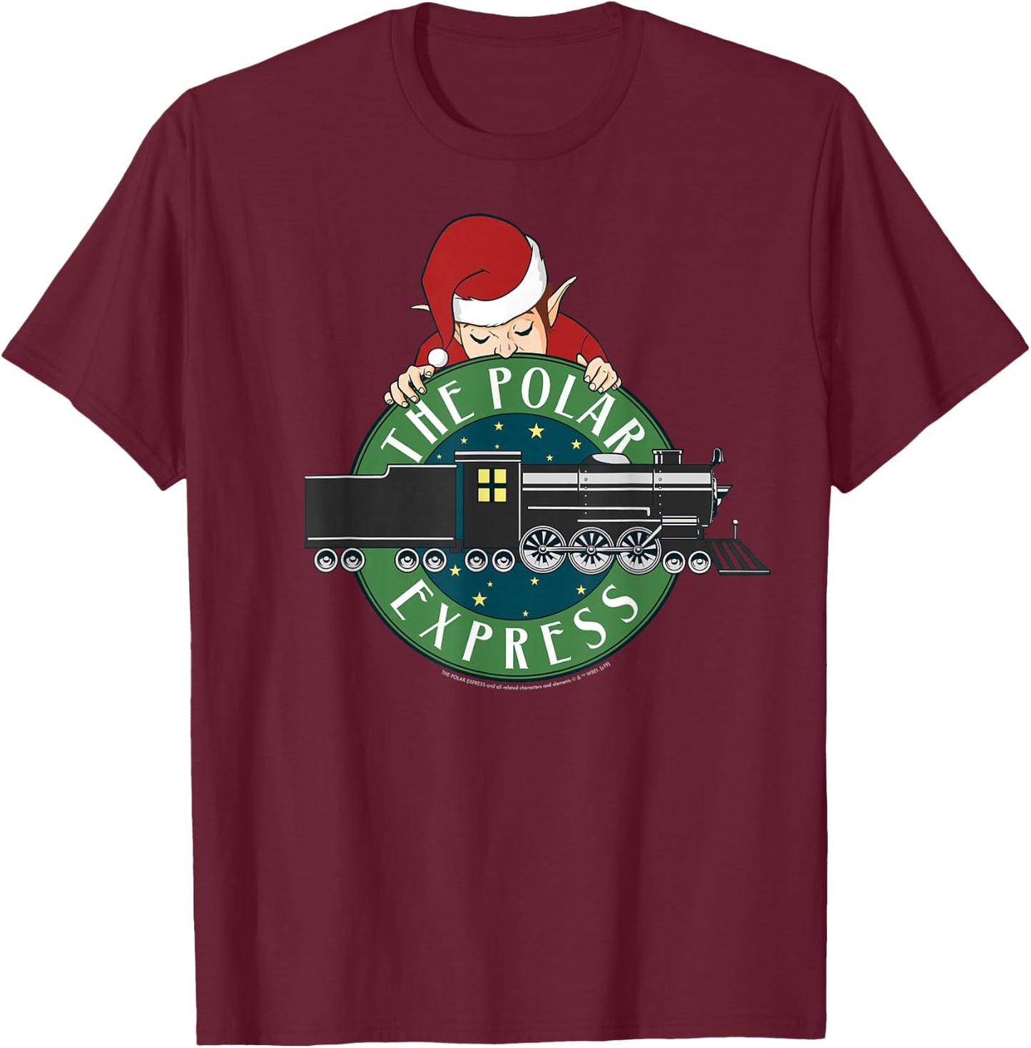 Polar Express Elf Train Logo T-Shirt - T-Shirt | Maroon
