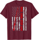 Reel Cool Step Dad Fishing American Flag Gift Fisherman T-Shirt - T-Shirt | Maroon