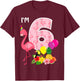 Flamingo Birthday I'm 6 Tropical Flamingo Theme 6th Birthday T-Shirt - T-Shirt | Maroon
