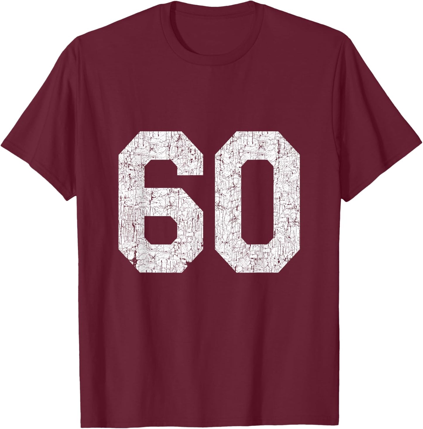 #60 Jersey Uniform Varsity Sports Number, 60th Birthday T-Shirt - T-Shirt | Maroon