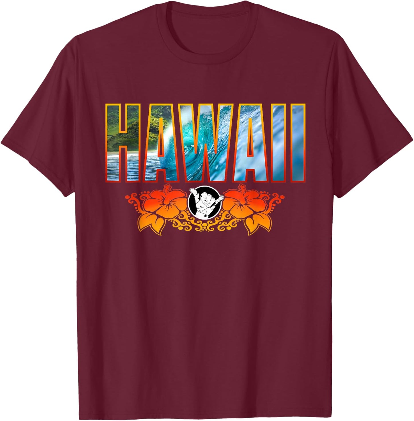 Shaka Bra Hawaii Surf Hawaiian Island Surfing Vacation T-Shirt - T-Shirt | Maroon