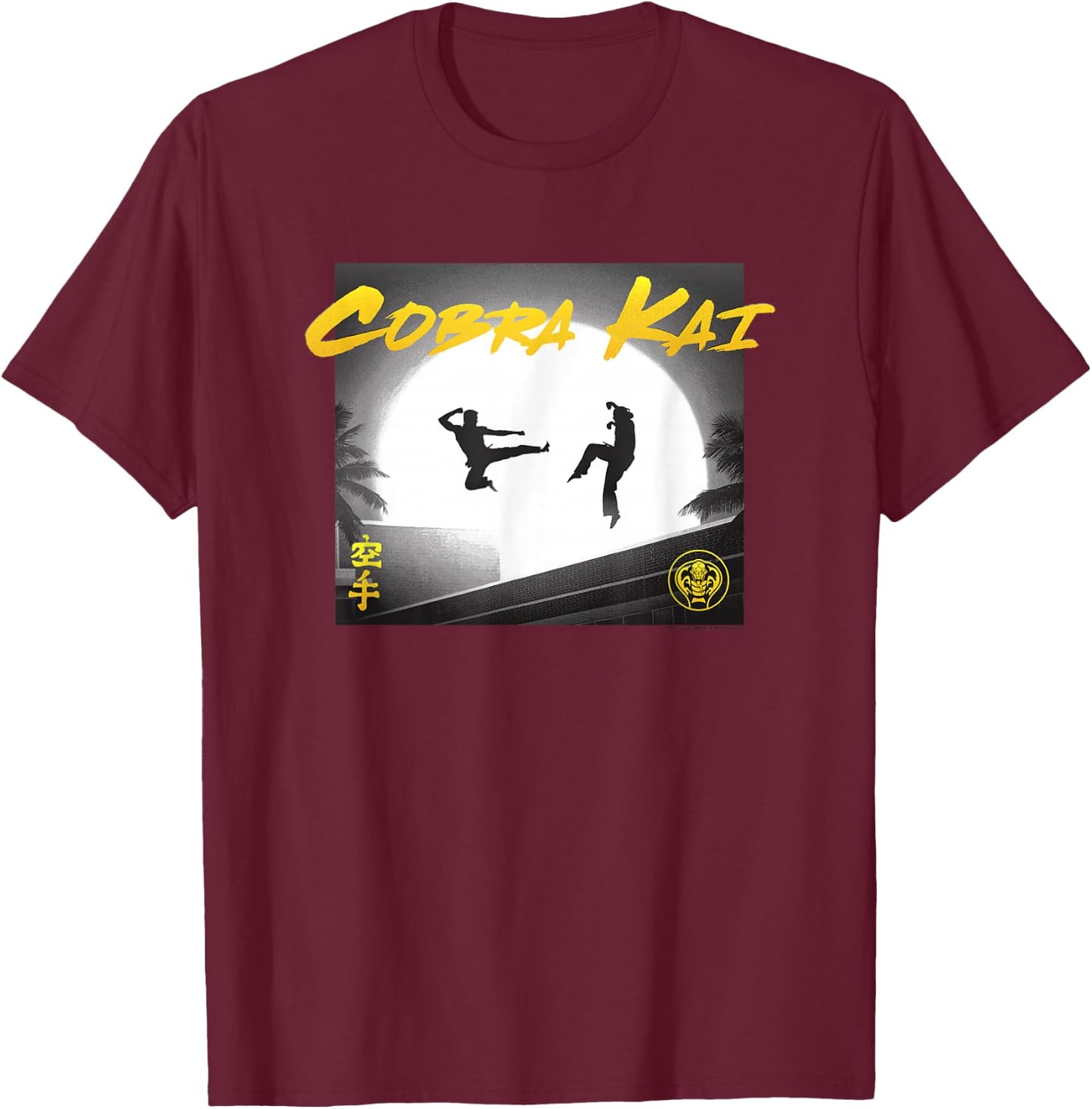 Cobra Kai Headliner Silhouette Photos TV Show T-Shirt - T-Shirt | Maroon