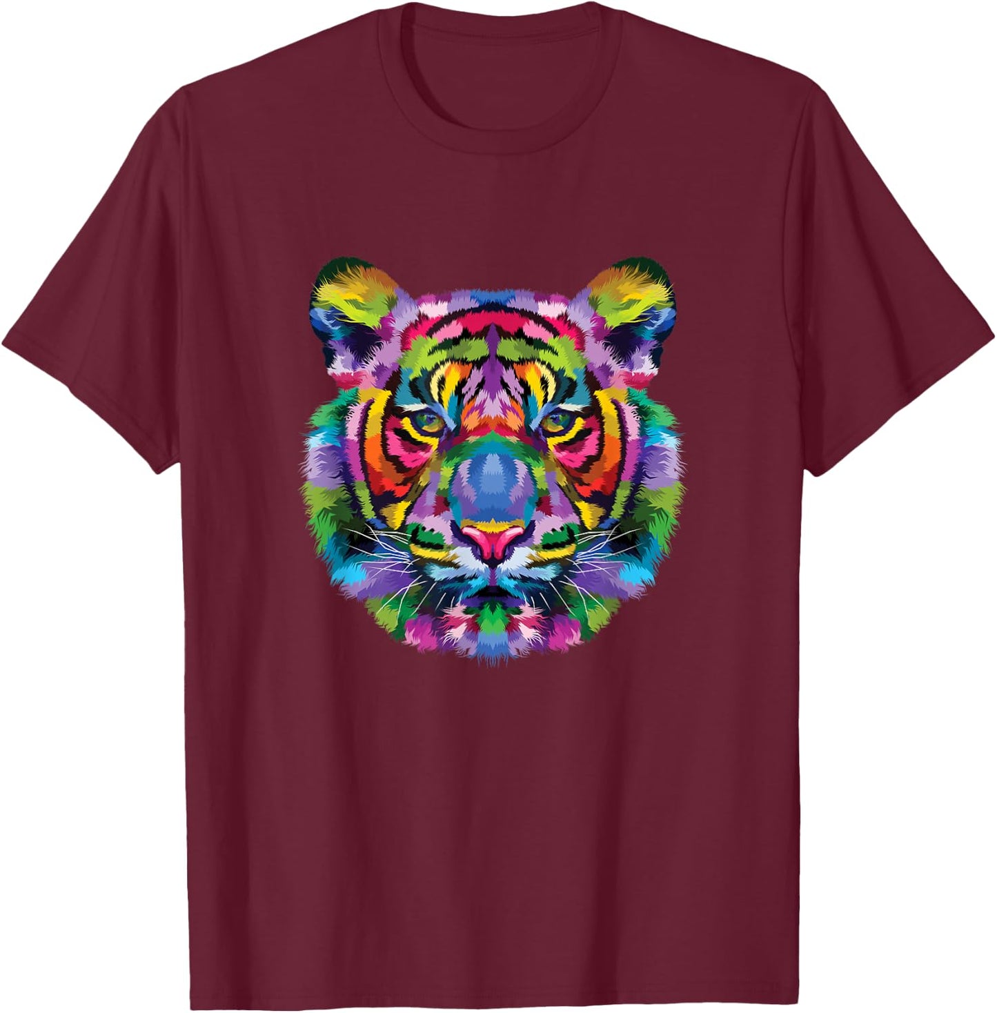 Colorful Tiger T-Shirt - T-Shirt | Maroon