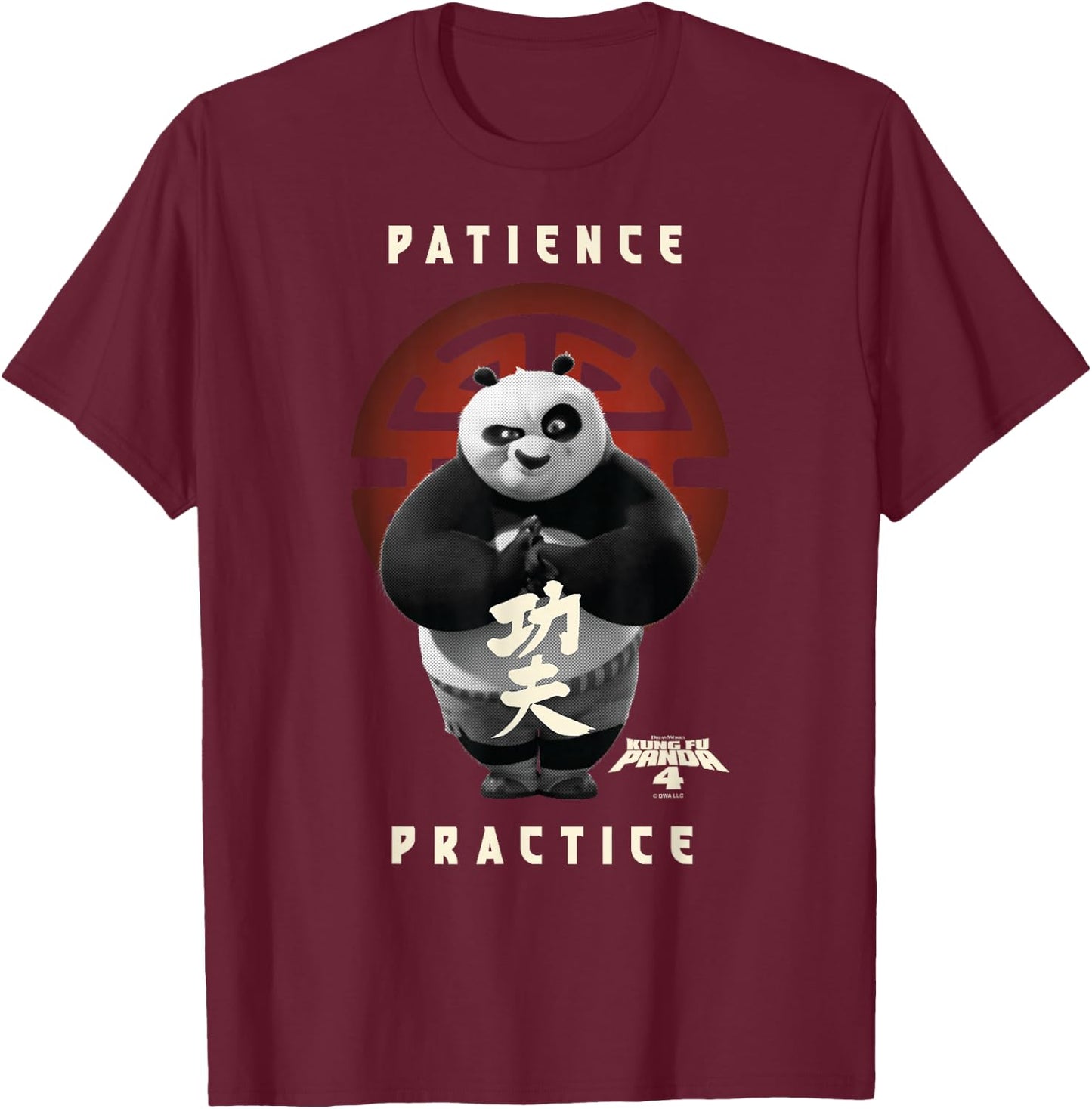 Kung Fu Panda 4 Patience Practice Master Po Portrait T-Shirt - T-Shirt | Maroon