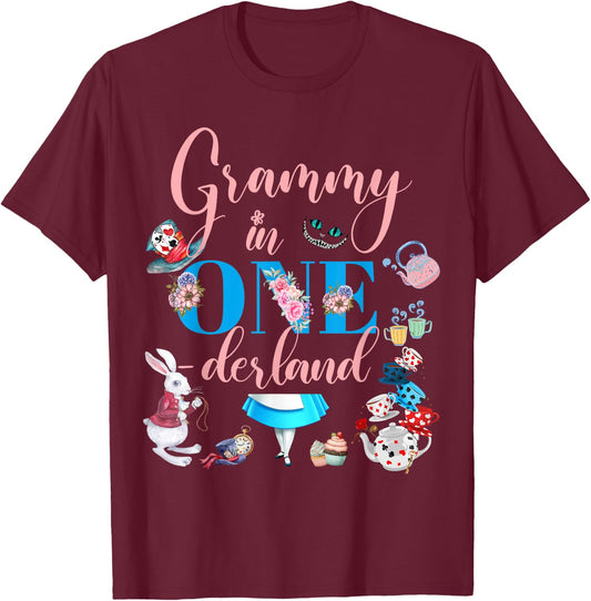 Alice in ONEderland Family Grammy Of The Birthday Girl T-Shirt - T-Shirt | Maroon