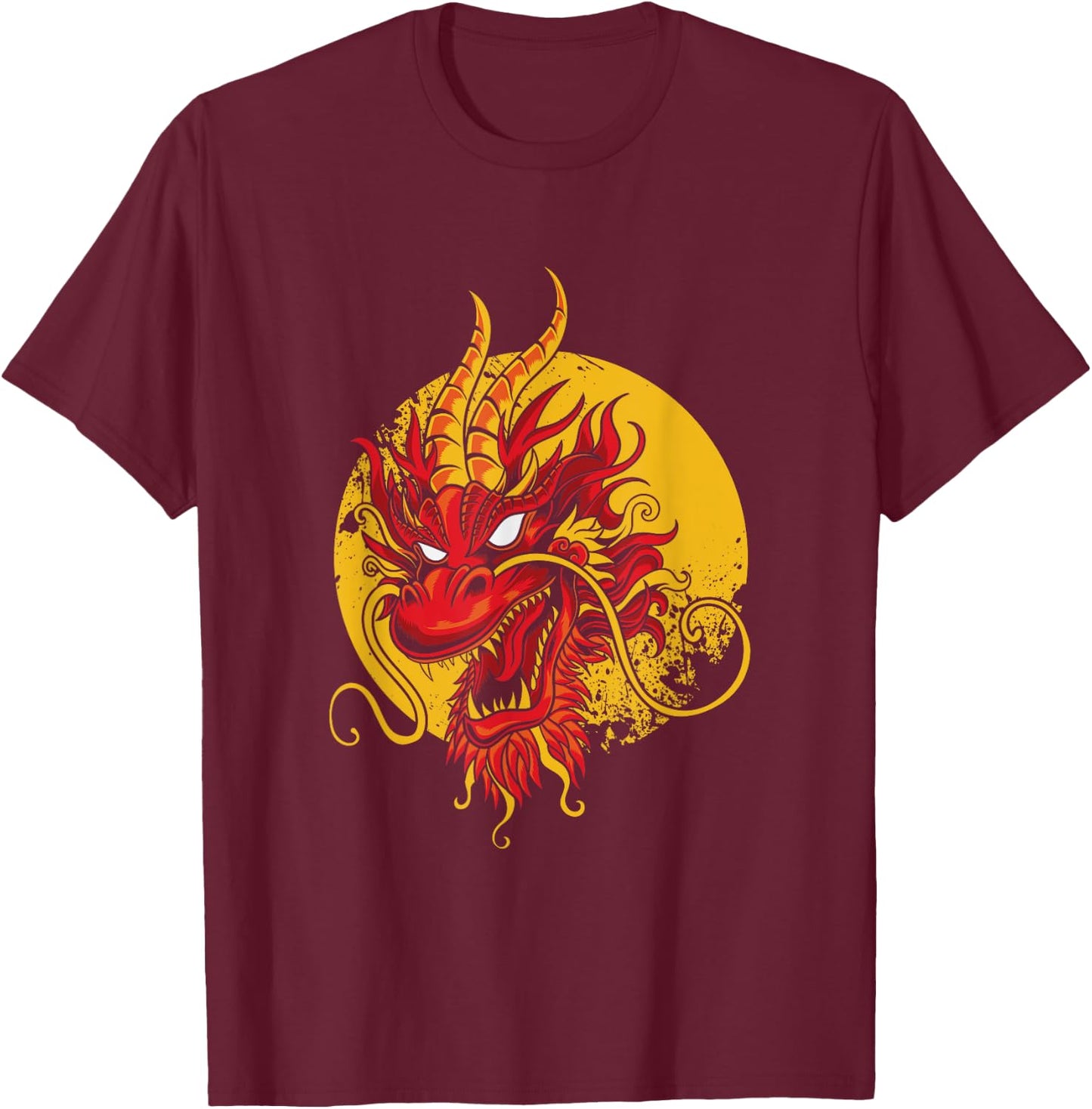 Angry Dragon Head Mythical Creature Sci Fi Science Fiction T-Shirt - T-Shirt | Maroon