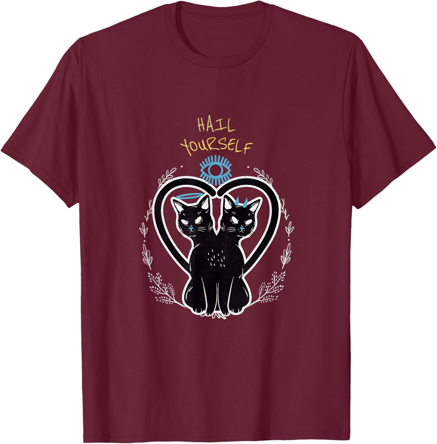 Cats from Hell Women's Hail Yourself Last Podcast on the Left Evil Cats LPOTL - Black, Small, Short Sleeve, Classic Fit, Cotton 60% Polyester 40% T-Shirt - T-Shirt | Maroon