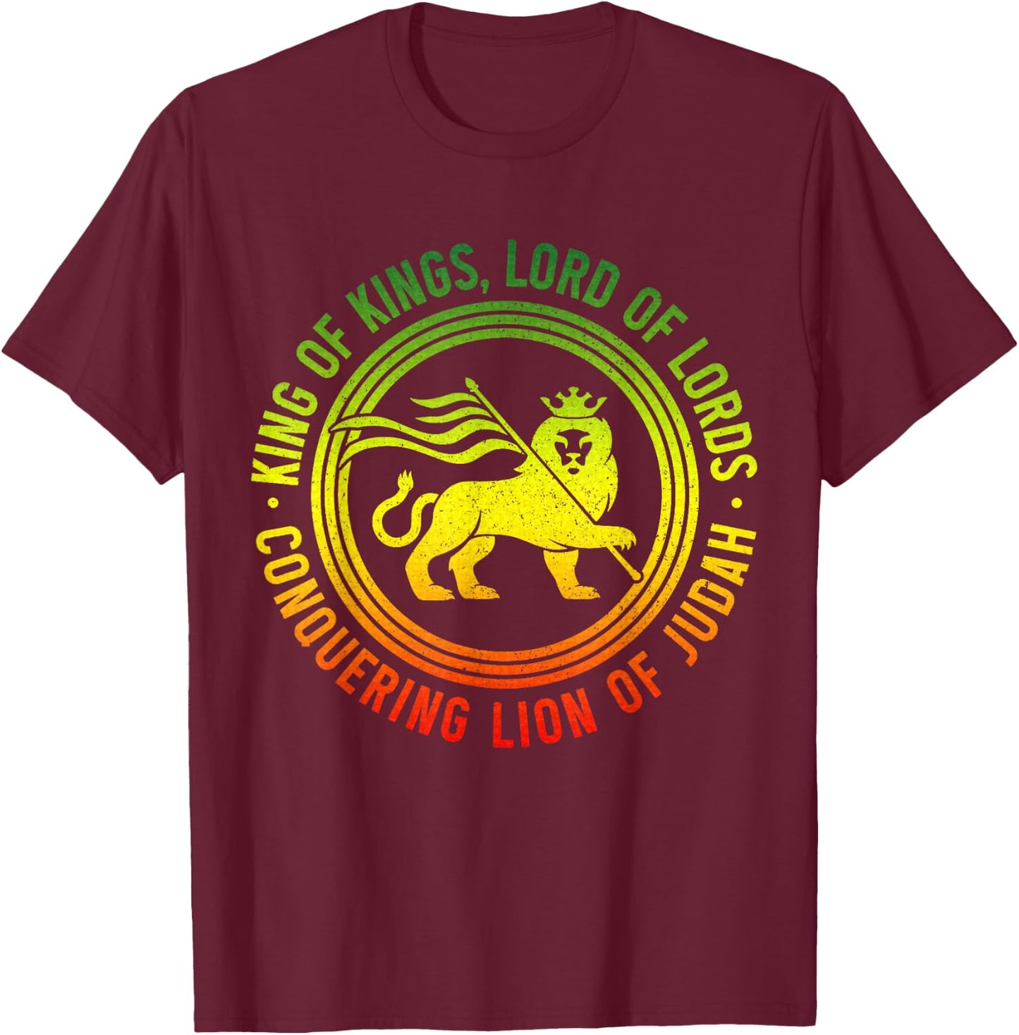 Lion Of Judah Reggae Music Rastafari Hebrew Israelite T-Shirt - T-Shirt | Maroon