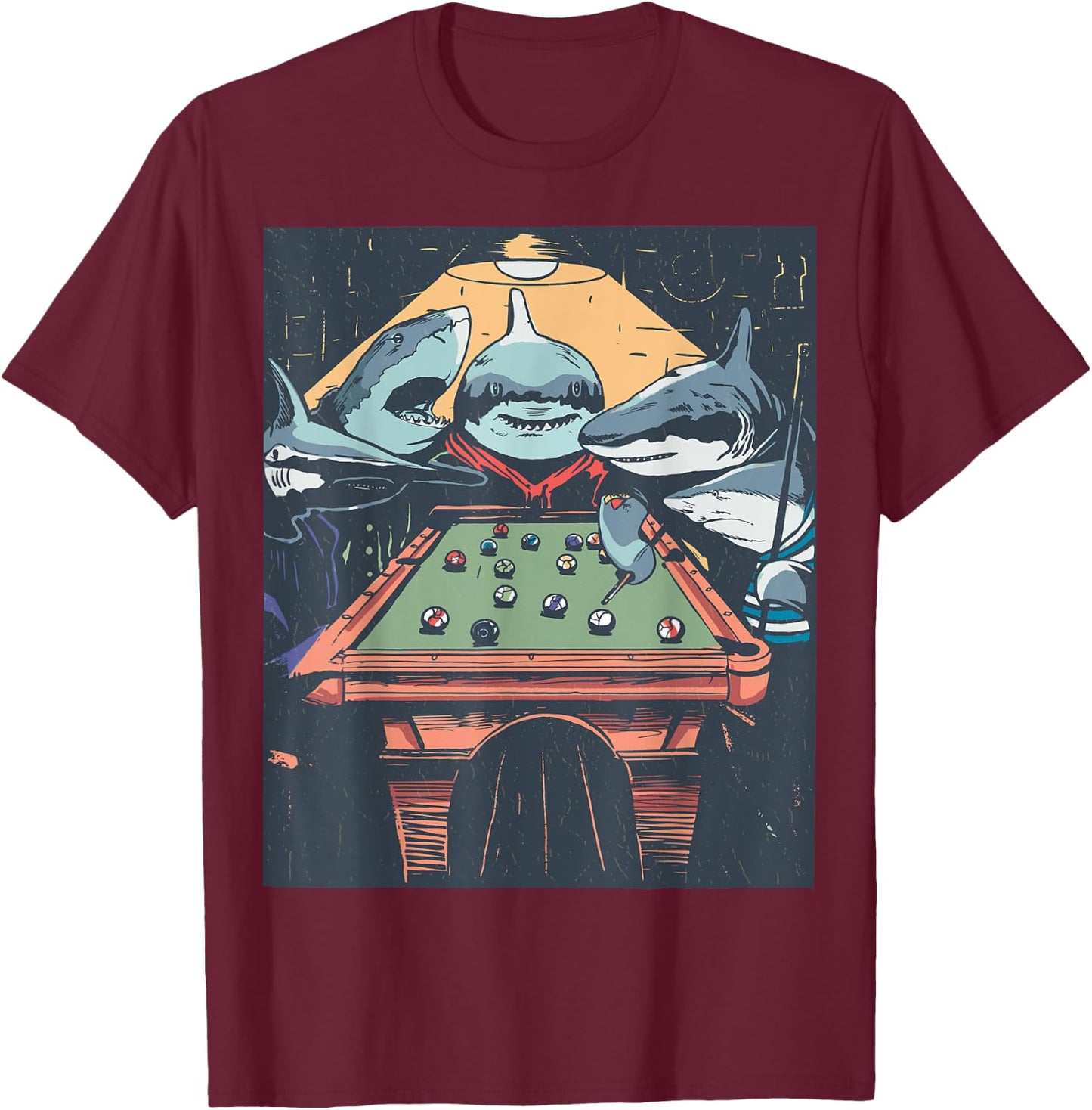 Sharky Billiards Crew - Pool Sharks T-Shirt - T-Shirt | Maroon