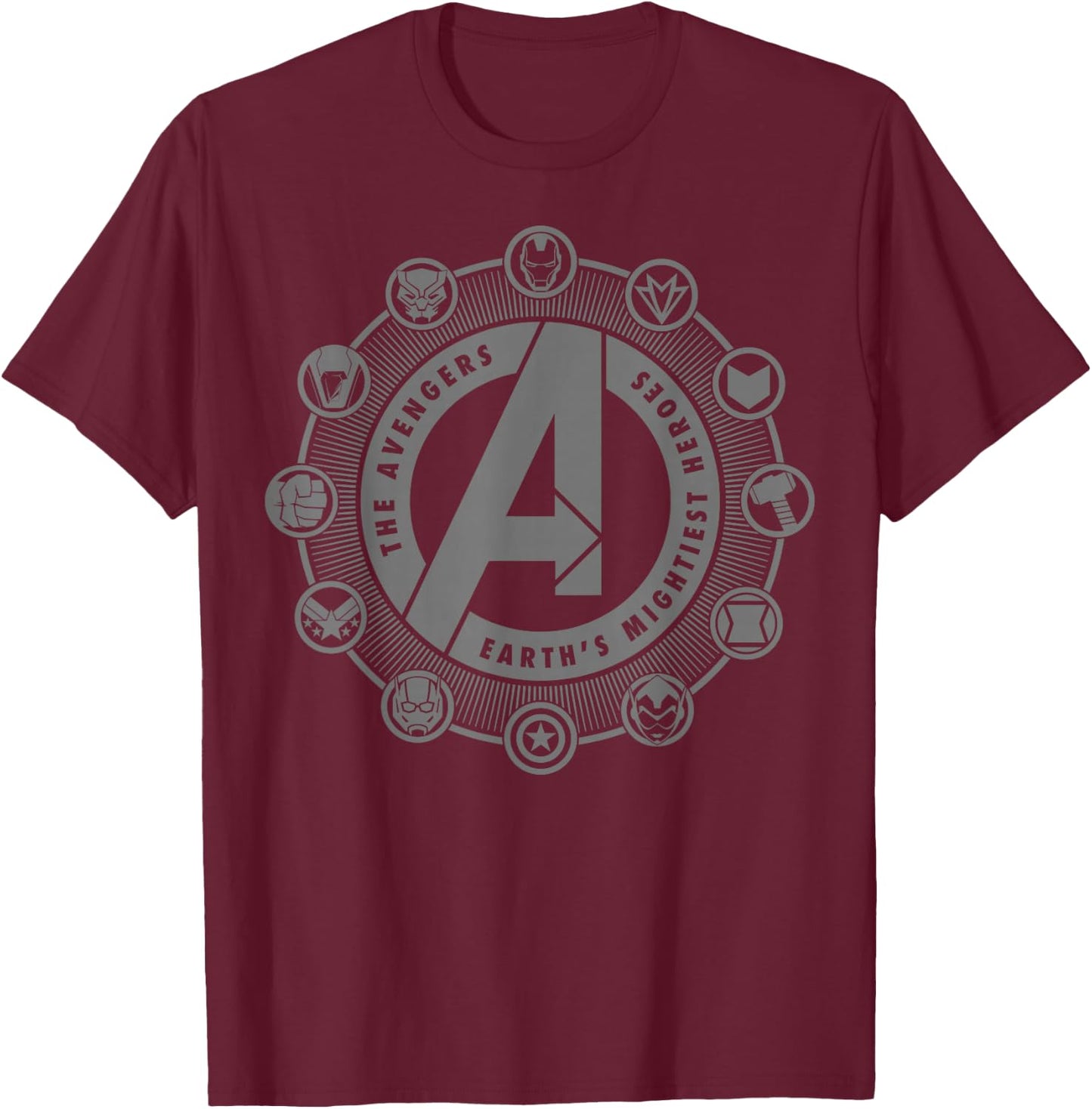 Marvel Avengers Character Circle Logos T-Shirt - T-Shirt | Maroon