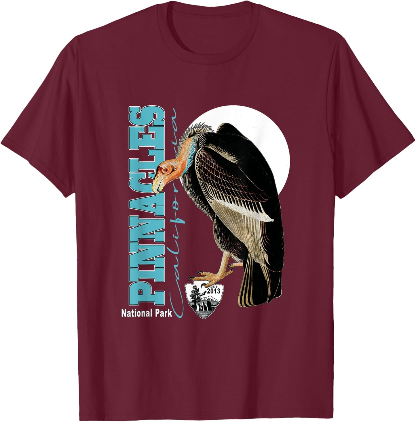 Pinnacles National Park California Condors Souvenir est 2013 T-Shirt - T-Shirt | Maroon