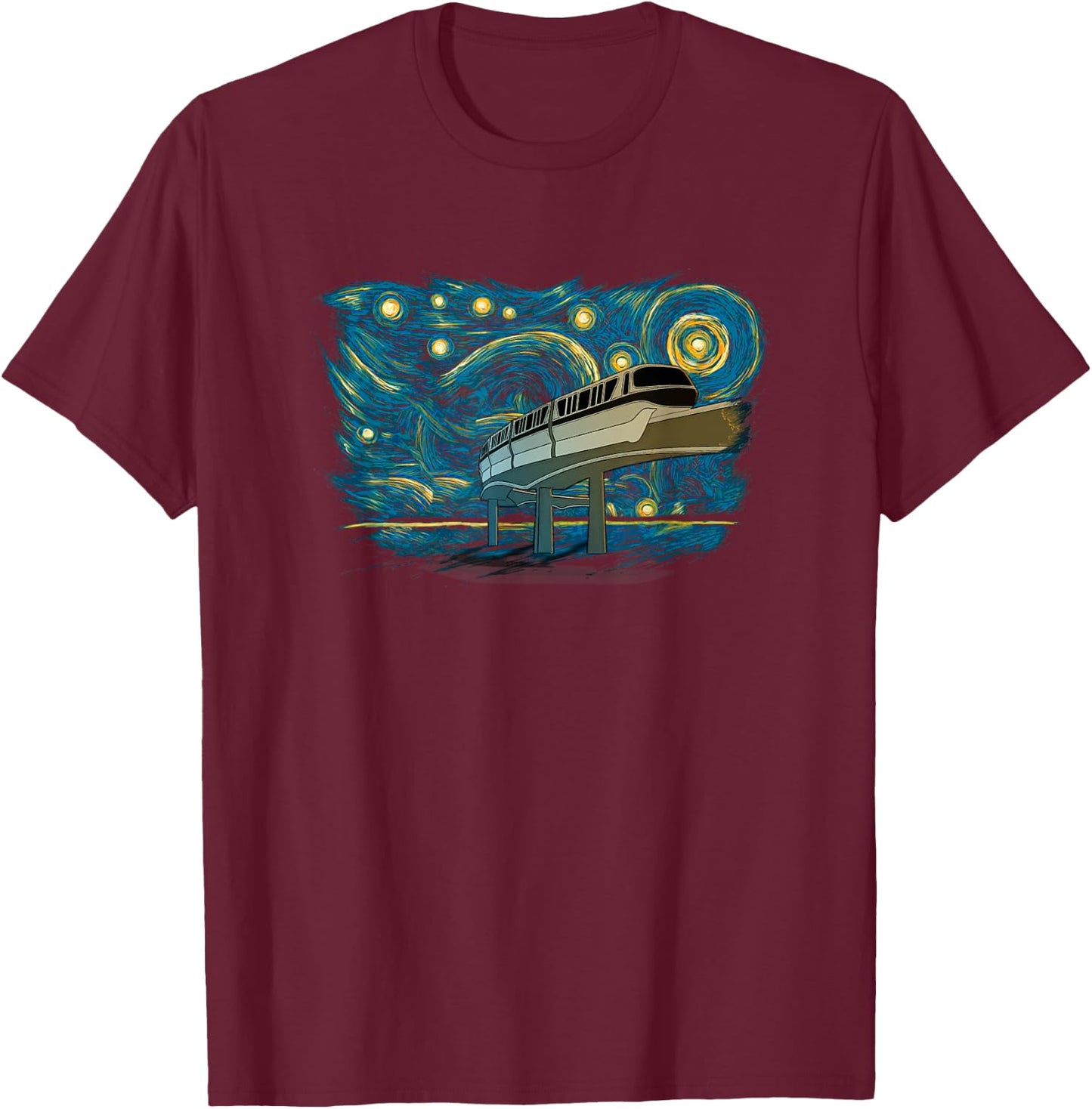 Retro Vintage Style Monorail T-Shirt - T-Shirt | Maroon