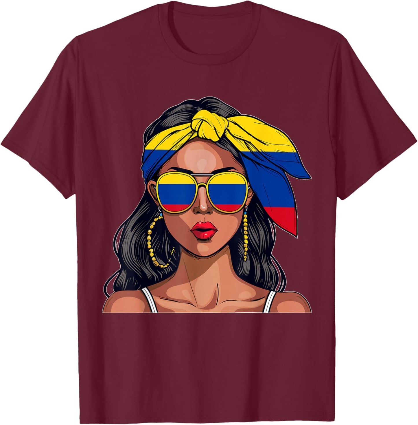 Colombianas Souvenirs Products Woman Flag Uniform Colombia T-Shirt - T-Shirt | Maroon