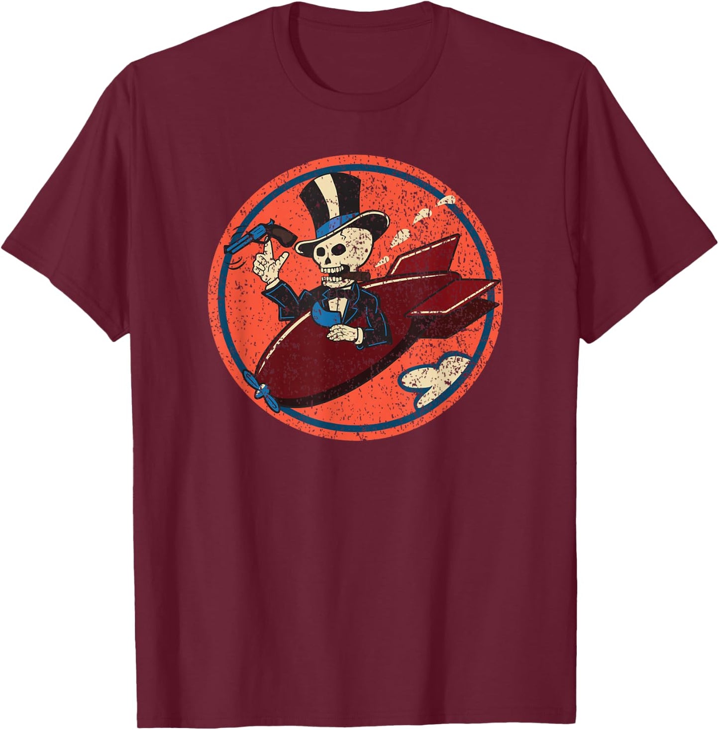 World War I 85 Bomb Squadron Pilot Training Skeleton T-Shirt - T-Shirt | Maroon