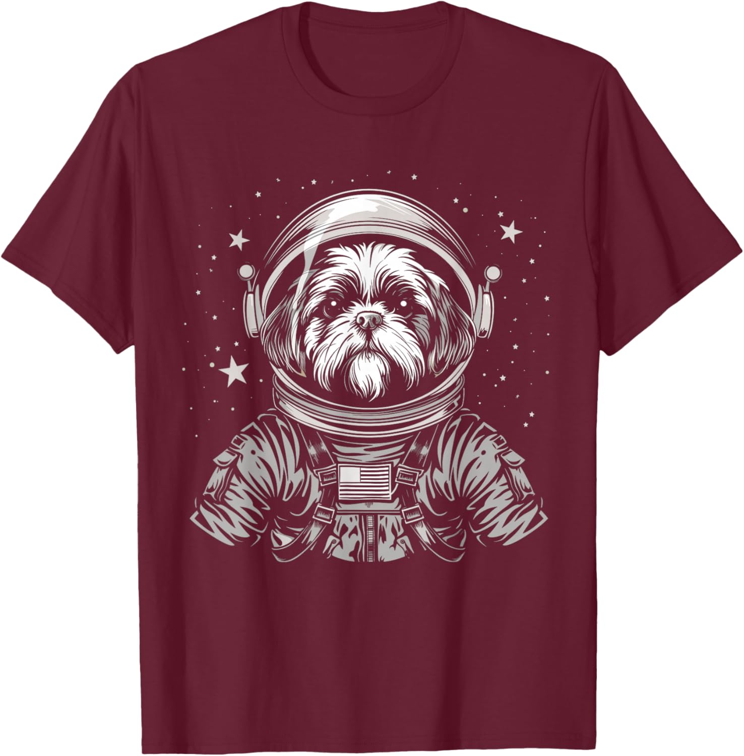 Shih Tzu Astronaut Funny Cute Dog Space Suit Men Women Girls Kids T-Shirt - T-Shirt | Maroon