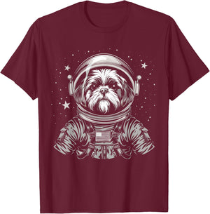 Shih Tzu Astronaut Funny Cute Dog Space Suit Men Women Girls Kids T-Shirt - T-Shirt | Maroon