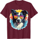 Border Collie Dog - Cute Graphic with Sunglasses Men Women Kids T-Shirt - T-Shirt | Maroon