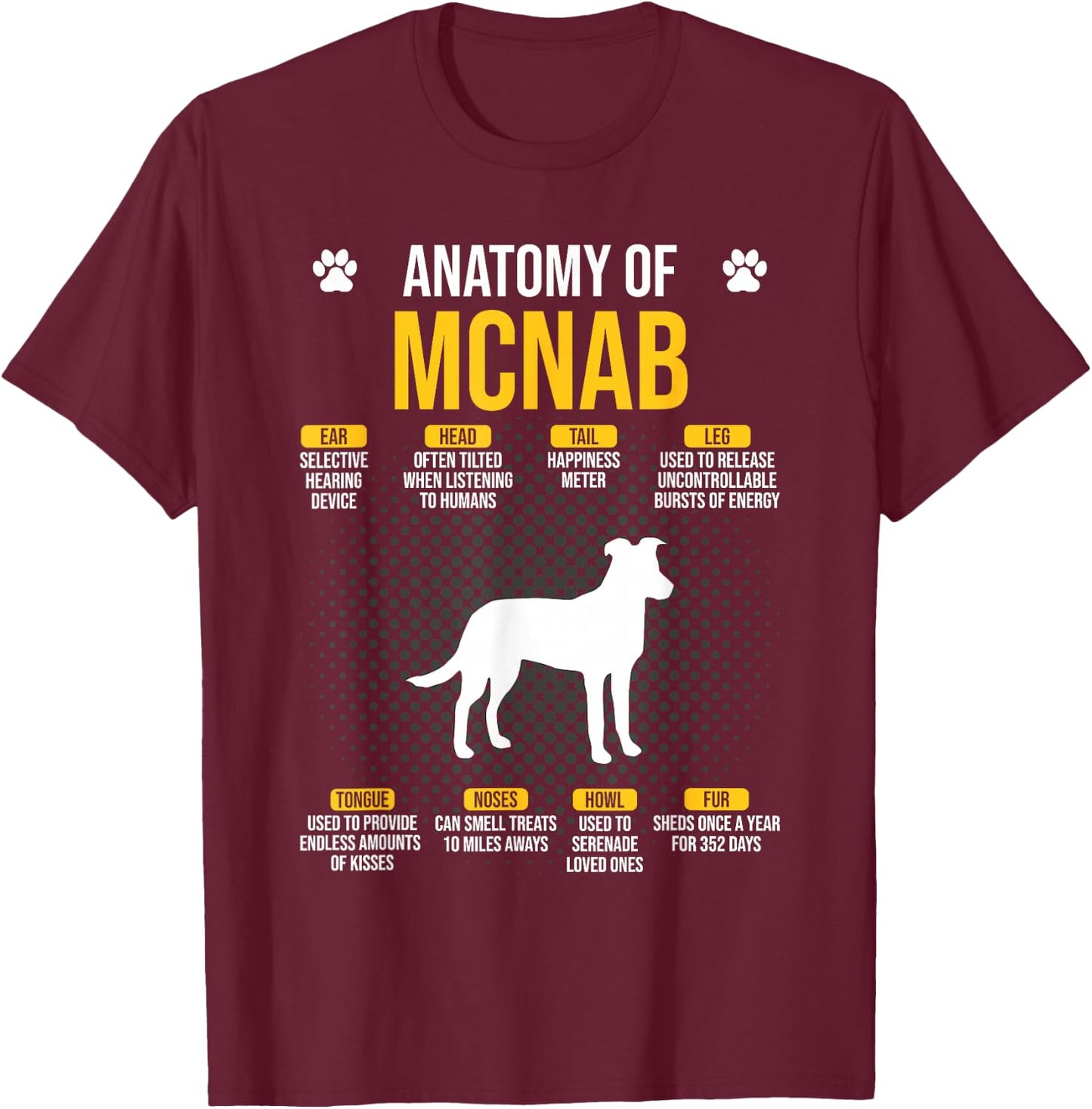 Anatomy Of Mcnab Dog Lover T-Shirt - T-Shirt | Maroon