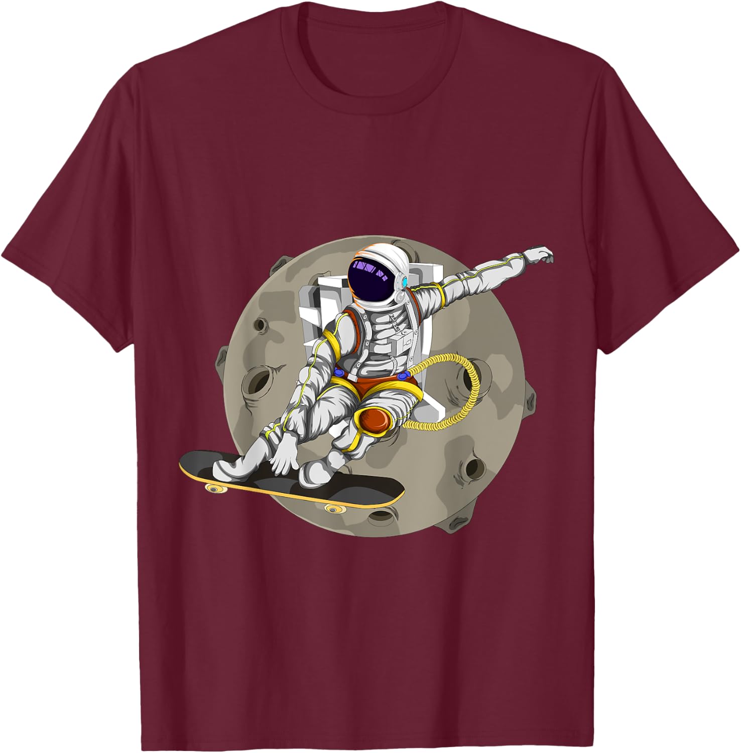Planets Skateboard Men Boys Kids Astronaut T-Shirt - T-Shirt | Maroon