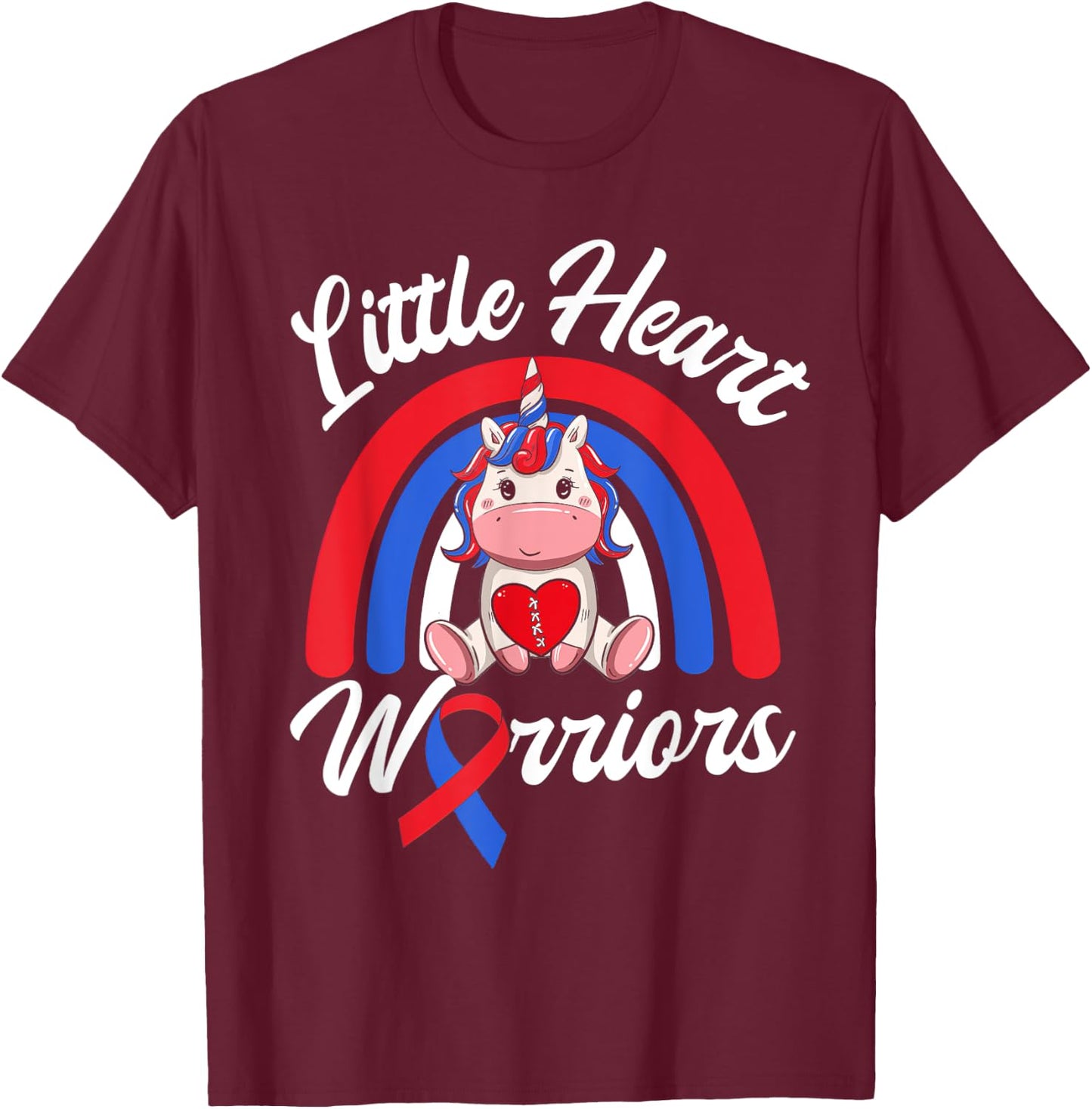 Kids CHD Awareness - Little Heart Warrior Magical Unicorn T-Shirt - T-Shirt | Maroon